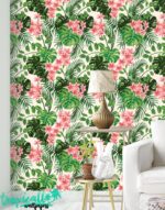 Monstera Palm Wallpaper: Tropical Floral  Wall Decal - Image 2