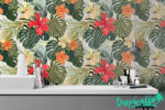 Monstera Palm Wallpaper: Tropical Floral  Wall Decal