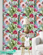 Watercolor Cactus Wallpaper: Floral  Wall Decal - Image 2