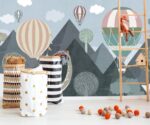 Mountain Dinosaur Wallpaper Mural Hot Air Balloons  Kids Room Decor - Image 2