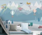 Mountain Hot Air Balloon Kids Wallpaper Mural - Image 3