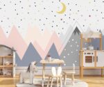 Mountain Nursery Mural Colorful Star Wallpaper
