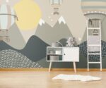 Mountains & Hot Air Balloons Wallpaper Mural  Kids Room Decor - Image 3
