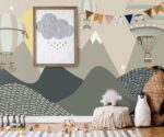 Mountains & Hot Air Balloons Wallpaper Mural  Kids Room Decor - Image 4