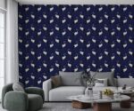 Navy Blue Chinoiserie Wallpaper with Heron Pattern - Image 2