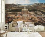 Palace View Mural Wallpaper: Sepia Gray,  Decor