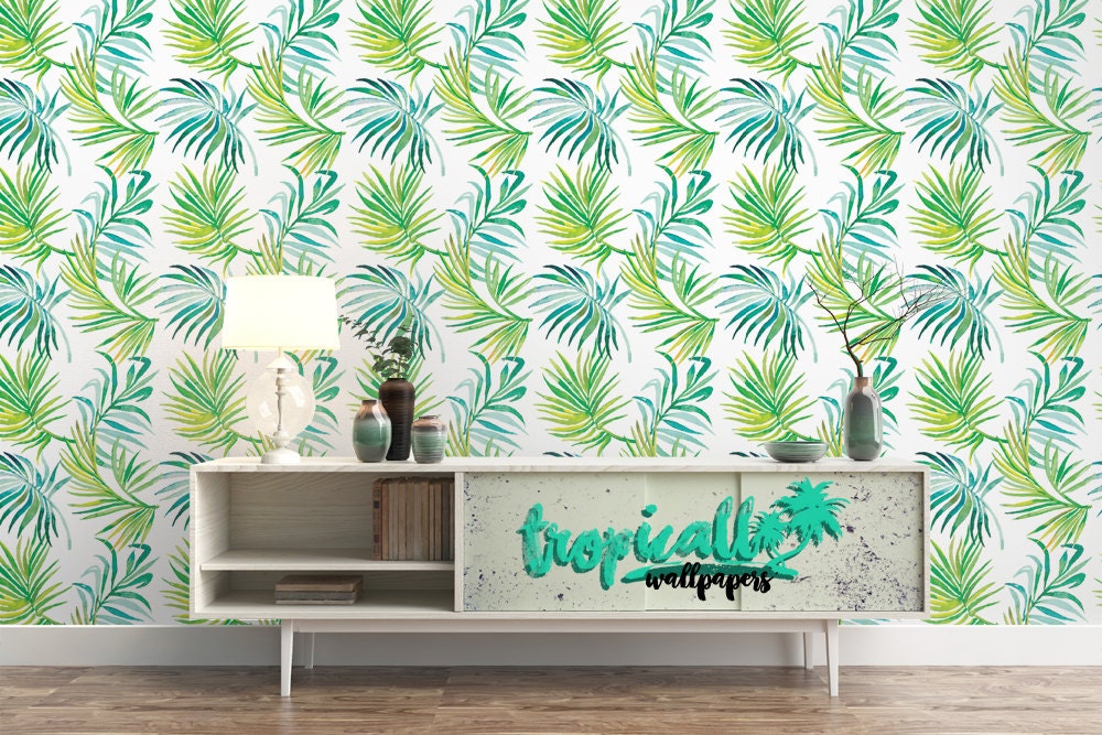 Palm Leaf Removable Wallpaper: Tropical Plant Wall Decor Palm Leaf Removable Wallpaper: Tropical Plant Wall Decor - Image 1
