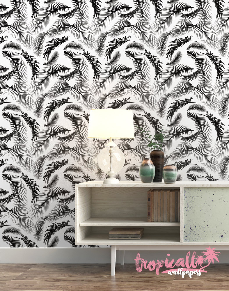 Palm Leaf Wallpaper: Tropical Jungle Wall Decal Palm Leaf Wallpaper: Tropical Jungle Wall Decal - Image 1