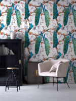 Peacock Wallpaper: Vintage Tree & Birds, - Image 3