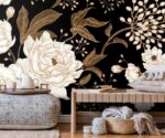Peonies and Roses Wallpaper Dark Floral