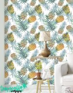 Pineapple Palm Leaf Wallpaper: Tropical Removable Wall Decor