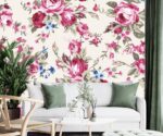 Pink Floral Wallpaper Watercolor Flower Wall Mural - Image 2