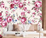 Pink Floral Wallpaper Watercolor Flower Wall Mural