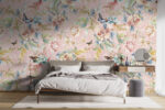 Pink Floral Wallpaper: Watercolor Flowers & Butterfly Mural () - Image 2