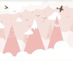Pink Mountain Nursery Wallpaper Mural  Kids Room Decor - Image 4