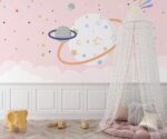 Pink Space Nursery Wallpaper Mural  Kids Room Decor - Image 3