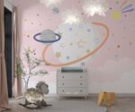 Pink Space Nursery Wallpaper Mural  Kids Room Decor - Image 4