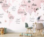 Pink World Map Wallpaper - Image 3