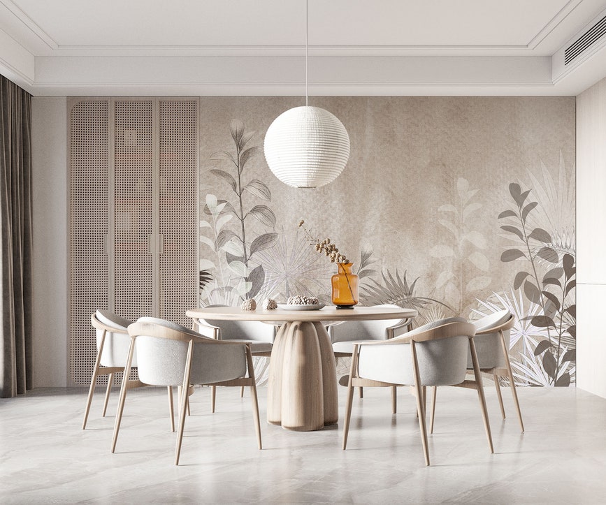 Premium 3D Wall Mural Printing in UAE Tropical Leaves Vintage Wallpaper - Image 1