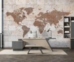 Brick Wall World Map Concrete Texture - Image 4