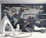 Galaxy World Map Kids Nursery Decor - Image 3