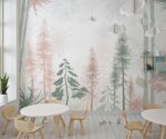 Soft Colors Tropical trees and leaves wall decor design