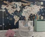 Galaxy World Map Kids Nursery Decor