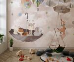 Animals in Umbrellas Wallpaper Mural Kids Room Decor - Image 2