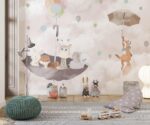 Animals in Umbrellas Wallpaper Mural Kids Room Decor