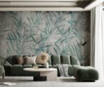 Turquoise Tropical Leaves Wallpaper Mural - Image 3