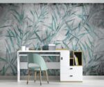 Turquoise Tropical Leaves Wallpaper Mural - Image 2