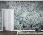 Turquoise Tropical Leaves Wallpaper Mural