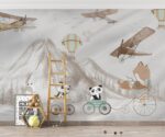 Mountain Balloons Wallpaper Child's Room Mural