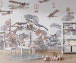 Safari Animals Wallpaper Tropical Leaves Children's Room Decor - Image 2