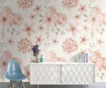 Pink Floral Wallpaper Tropical Flower Wall Mural - Image 3
