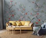Chinoiserie  Wallpaper Crane Heron Floral Mural - Image 4