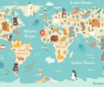 Kids World Map Wallpaper  Animal Design Nursery Decor - Image 4