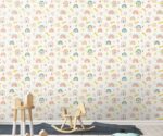 Pastel rainbow heart wallpaper mural for kids bedroom wall décor with colorful playful pattern