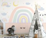 Rainbow Moon Nursery Mural  Kids Wallpaper - Image 2