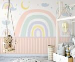 Rainbow Moon Nursery Mural  Kids Wallpaper