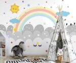 Rainbow Sun Nursery Mural  Kids Wallpaper - Image 3