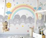 Rainbow Sun Nursery Mural  Kids Wallpaper - Image 2