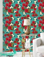 Red Rose Floral Wallpaper: Vintage Exotic - Image 2