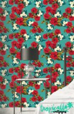 Red Rose Floral Wallpaper: Vintage Exotic