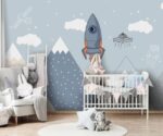 Rocket Galaxy Kids Wallpaper Mural  Nursery Decor - Image 4