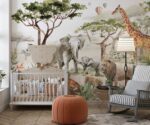 Safari Animals  Wallpaper Jungle Nursery Mural