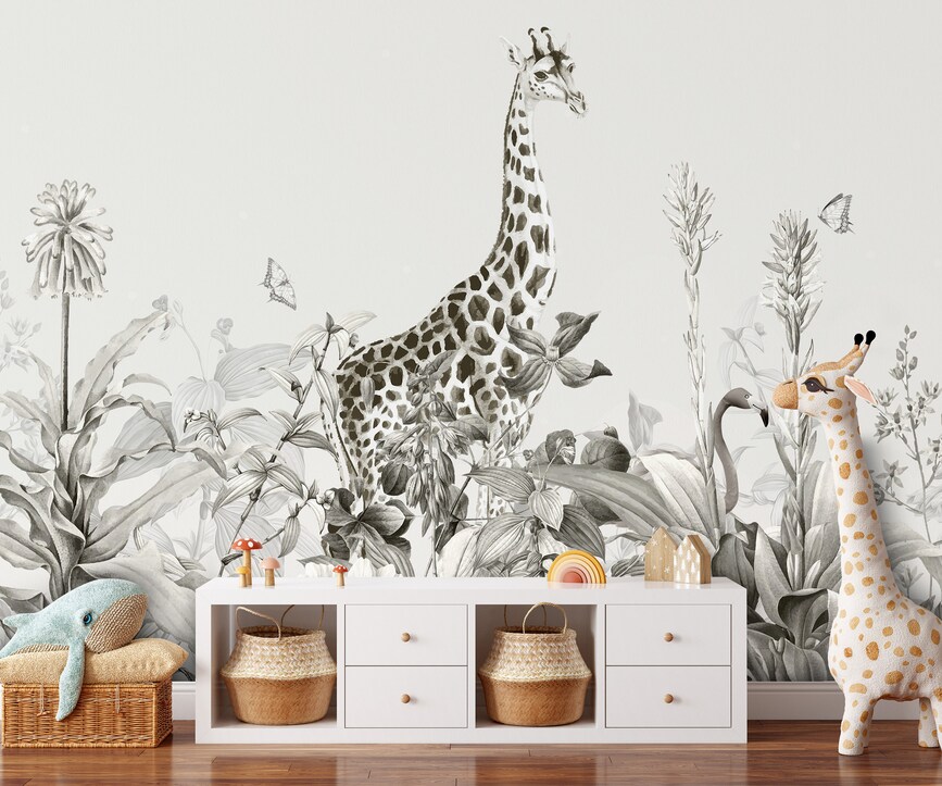 Safari Jungle Animals Wallpaper Kids Room Decor Safari Jungle Animals Wallpaper Kids Room Decor - Image 1