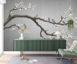 Sakura Branch Wallpaper, Birds Wall Mural - Image 3