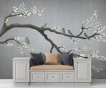 Sakura Branch Wallpaper, Birds Wall Mural