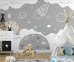 Space Nursery  Wallpaper Galaxy Planets Mural - Image 2